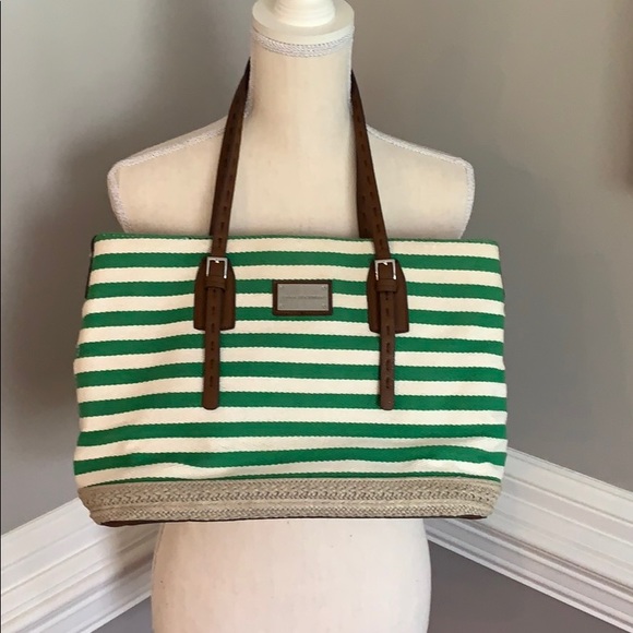 Dana Buchman Green & Cream Stripe Purse